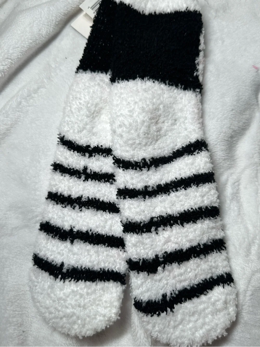 Snugadoo Penguin Fuzzy Socks Adult One Size Cozy Striped Slipper Socks